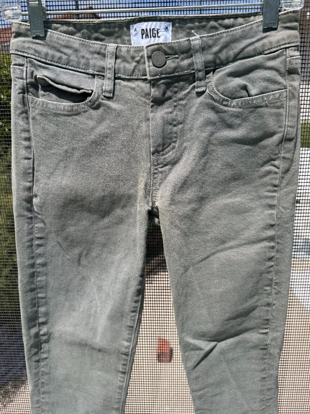 Paige Olive Grey Ankle Skinny Jeans Size 27 - Picture 8 of 9
